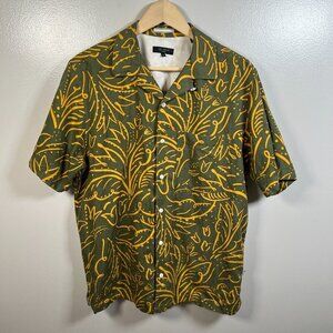 Ted Baker Viktor Linen Blend Short Sleeve Top Size 4 US Large Green Floral